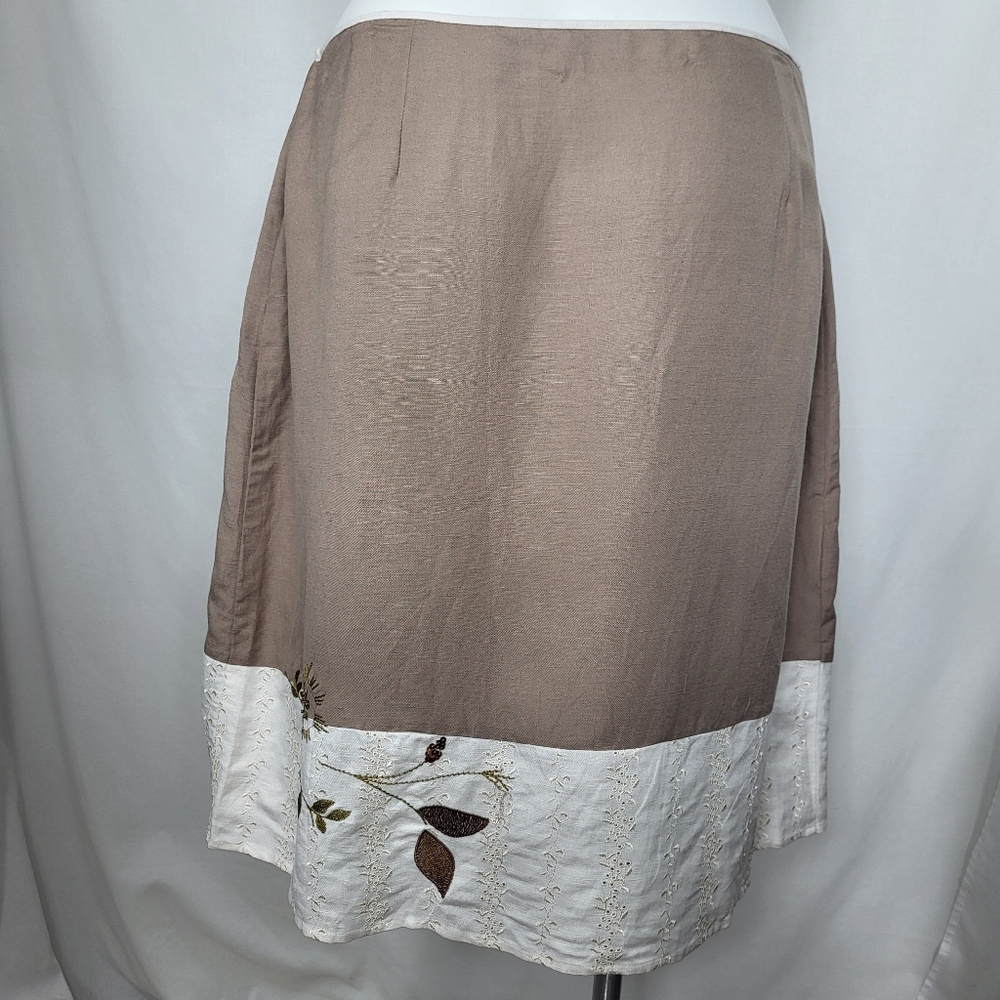 New York City Design Co Linen Blend SKIRT Womens Sz 20W Floral Beaded Embroidery - Picture 3 of 15